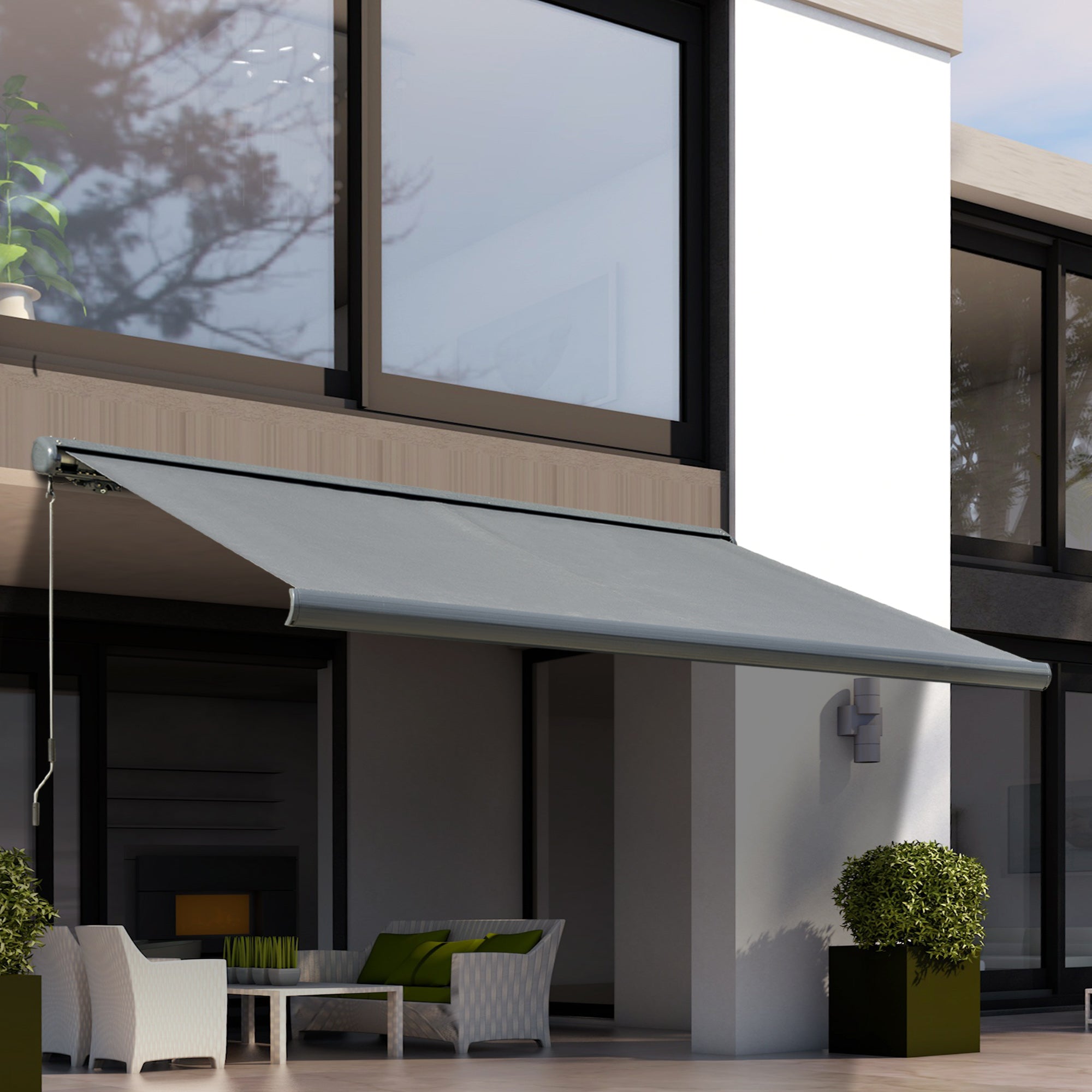 Kozy Cassette Electric Manual Awning Door Window Retractable Canopy w/ R/C & LED 300W x 0-250D cm