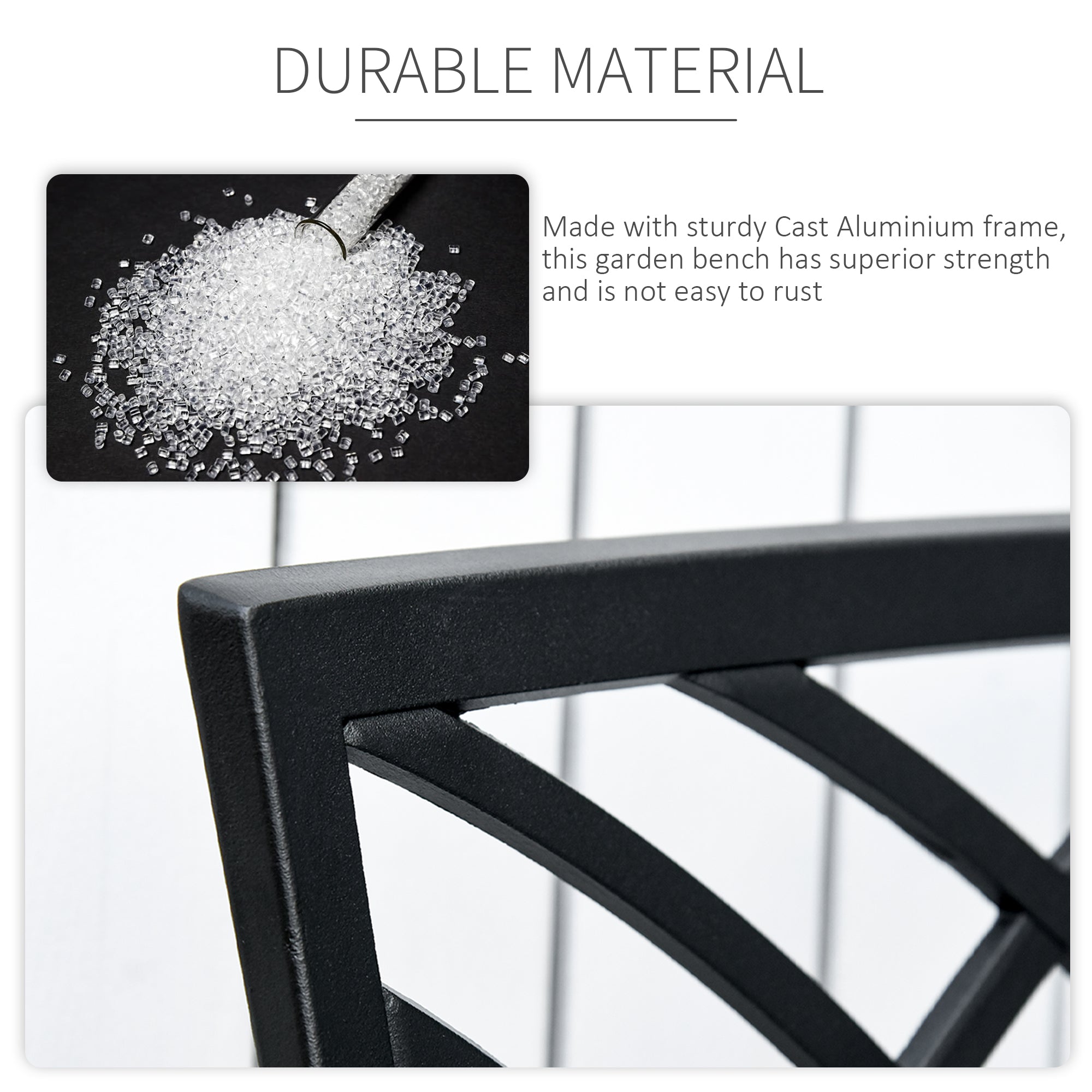 Kozy 2-Seater Cast Aluminium Garden Bench Loveseat Outdoor Furniture Chair w/ Decorative Backrest & Ergonomic Armrest for Patio Terrace Porch