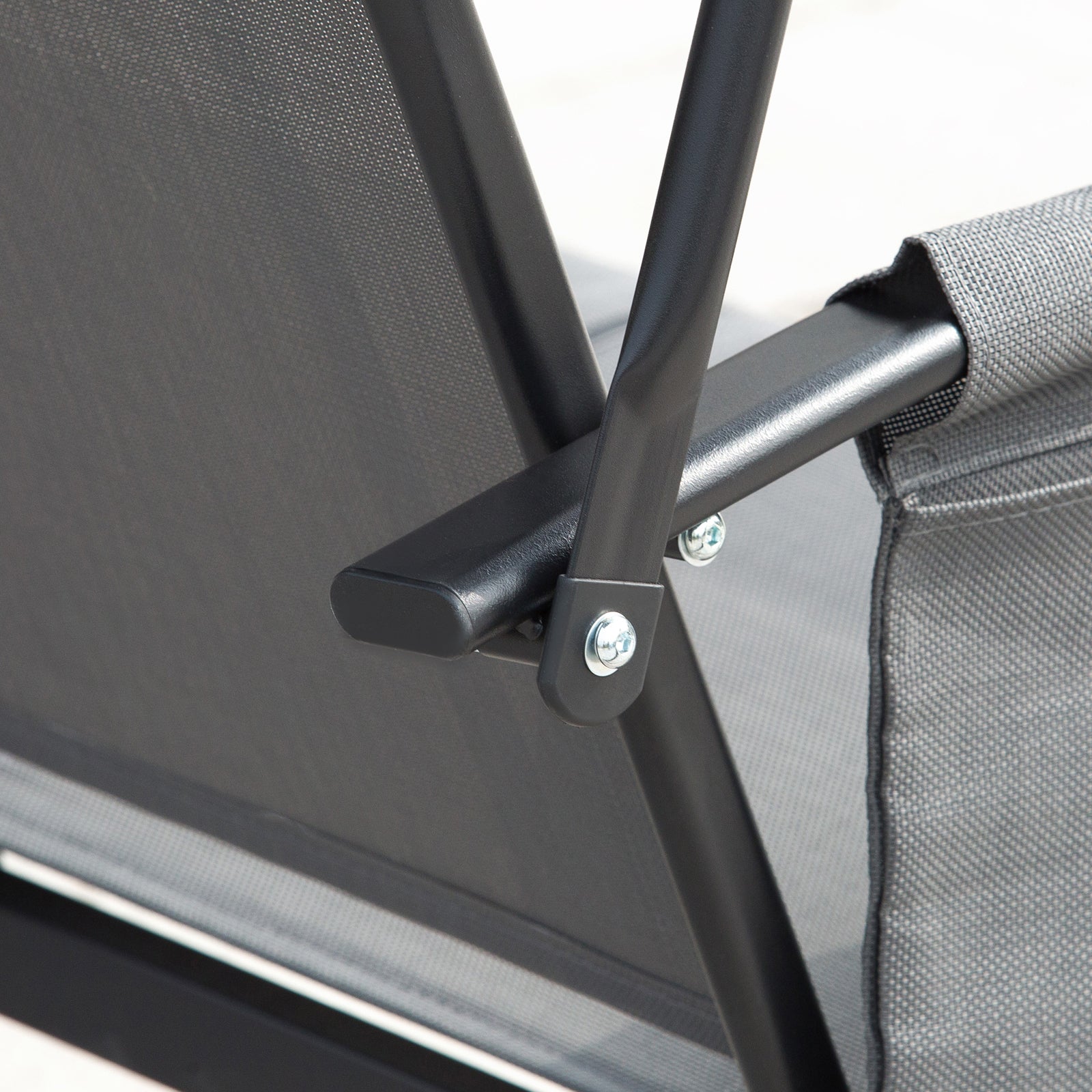 Kozy 3 Person Outdoor Patio Porch Swing Chair with High Back Design, Side Pouches and Adjustable Canopy, Charcoal Grey