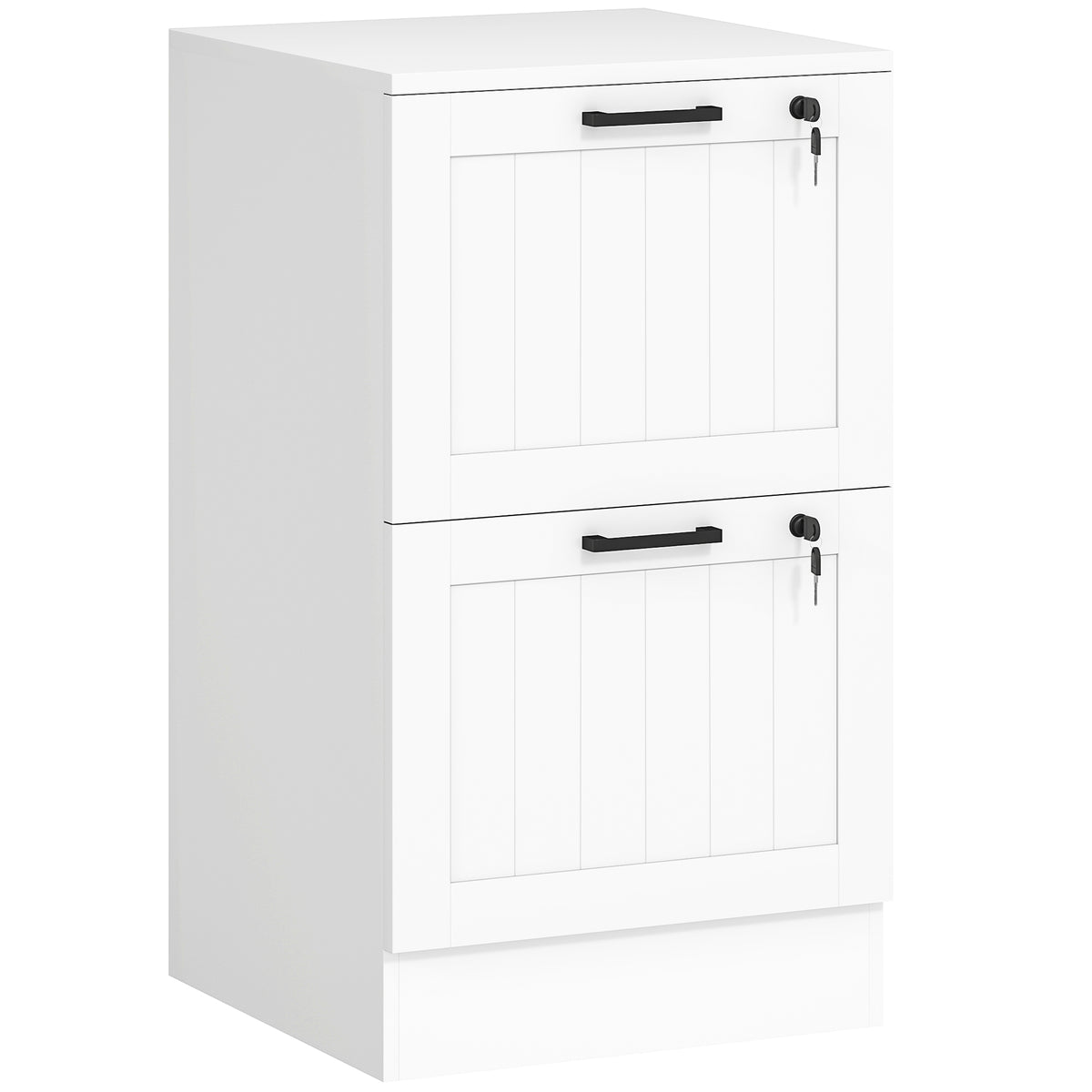 Kozy 2 Drawer Filing Cabinet with Lock, Office Storage Cabinet with Adjustable Hanging Bars for A4 Letter Size Files, White