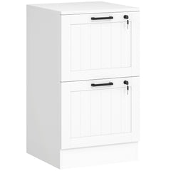 Kozy 2 Drawer Filing Cabinet with Lock, Office Storage Cabinet with Adjustable Hanging Bars for A4 Letter Size Files, White