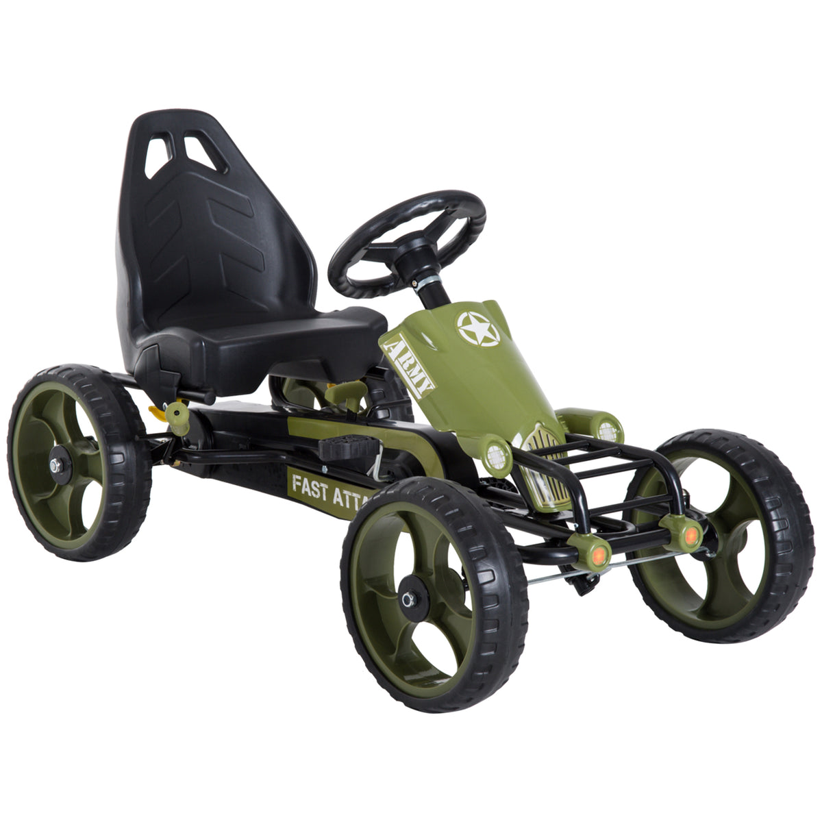 Kozy Kids Children Pedal Go Kart Ride On Racer Braking System Adjustable Seat Green