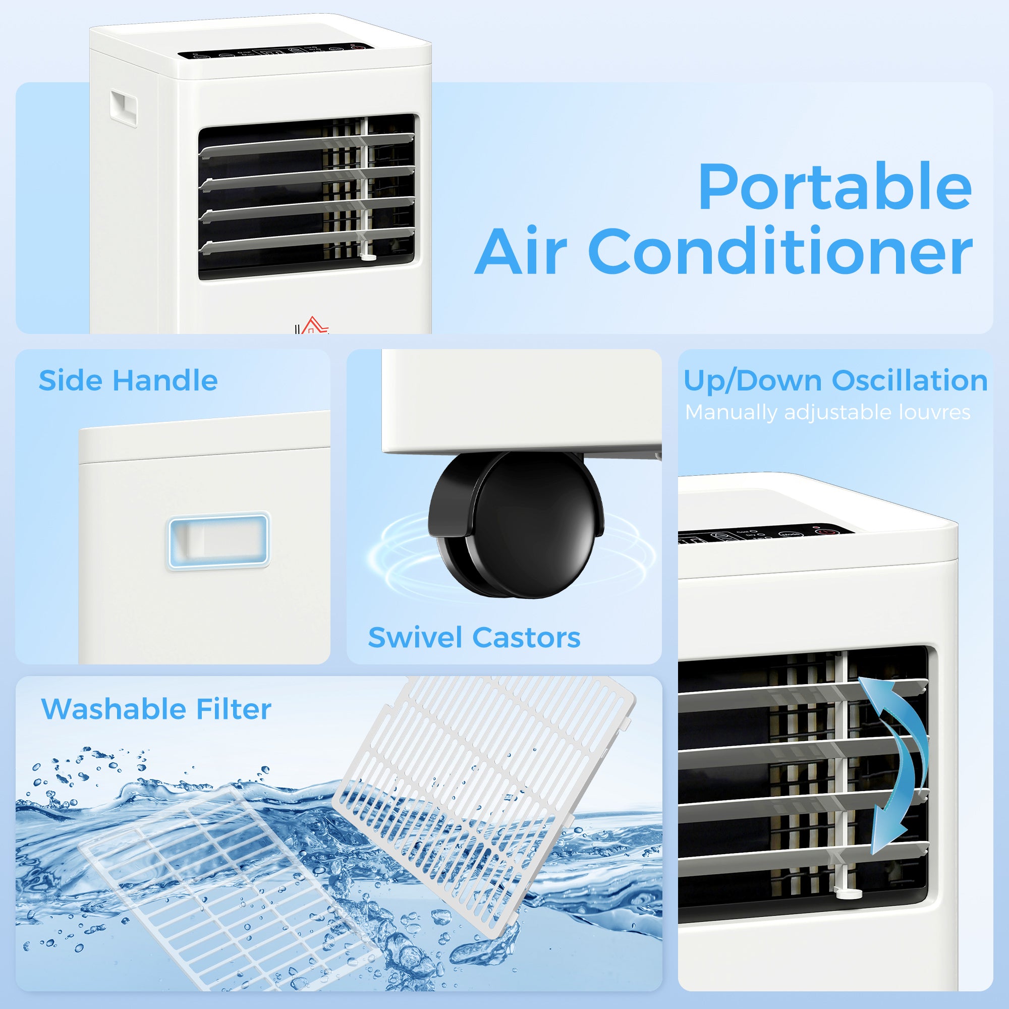 Kozy Portable Air Conditioner 5000 BTU, 4-in-1 Cooling, Dehumidifier, Fan, Sleep Mode, Air Conditioning Unit with Digital Display & Remote Control, 24H Timer, Window Venting Kit, for Room up to 18㎡