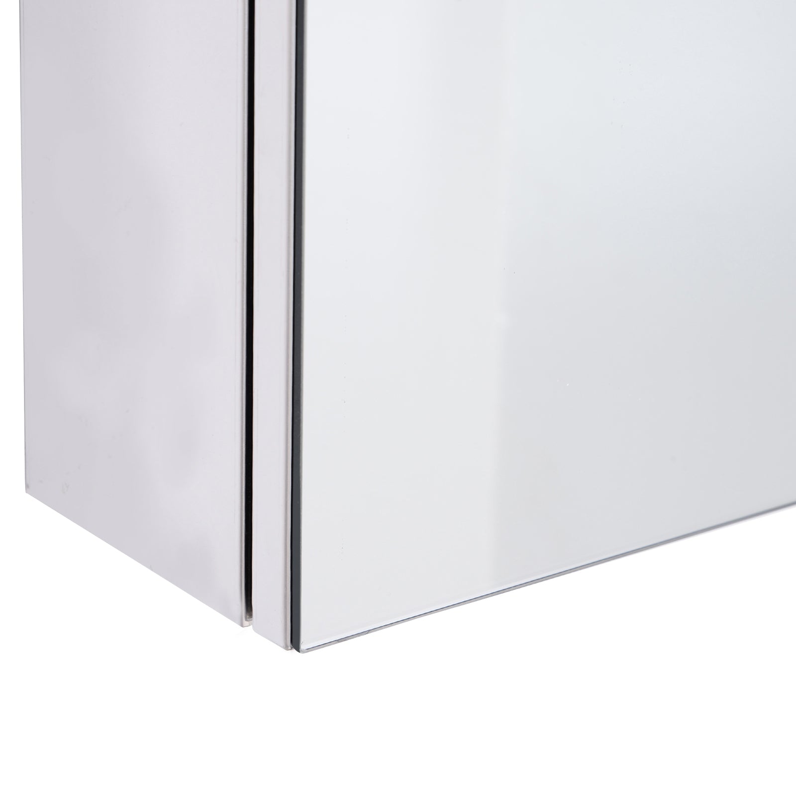 HOMCOM Bathroom Mirror Cabinet, Stainless Steel, Double Doors, Wall Mounted, Spacious Storage