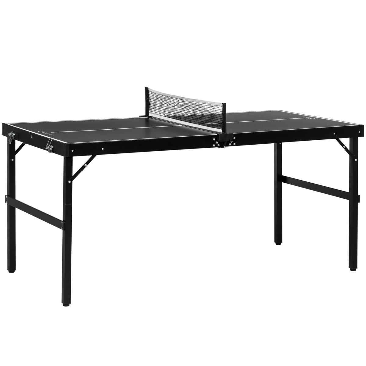 Kozy 5ft Mini Table Tennis Table, Folding Ping Pong Table with Net and Aluminium Frame, Portable Ping Pong Game Set for Indoor Outdoor Use, Black