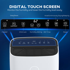 Kozy 20L/Day Portable Dehumidifier for Home, with LED Screen, Sleep Mode, 24H Timer, 4L Water Tank, Electric Air Dehumidifier for Damp Laundry Bedroom Basement