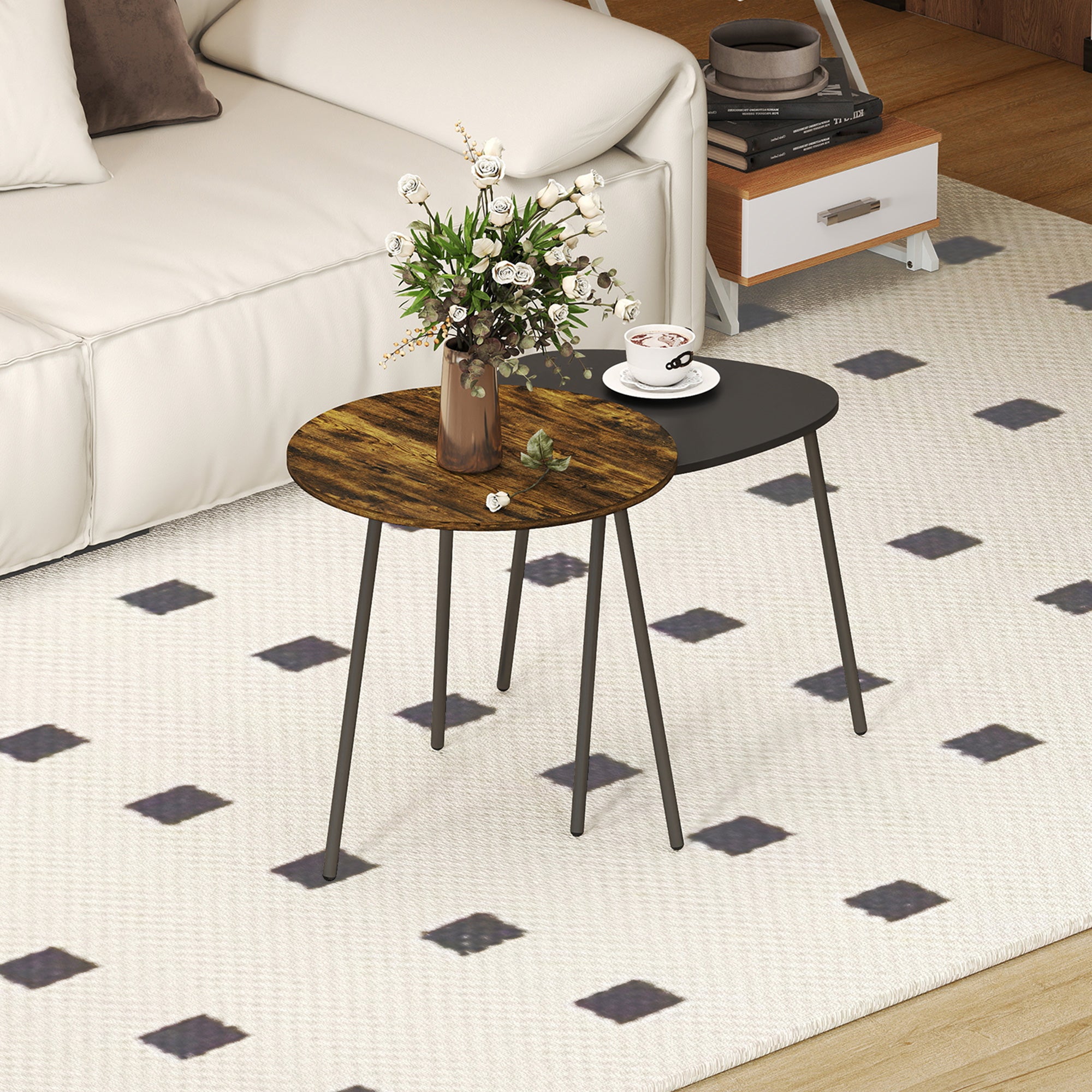 Kozy Nesting Side Table Set of 2 - Rustic Brown