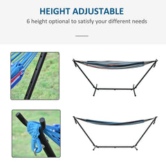Kozy 298 x 117cm Hammock with Stand Camping Hammock with Portable Carrying Bag, Adjustable Height, 120kg Load Capacity, Blue and White Stripe