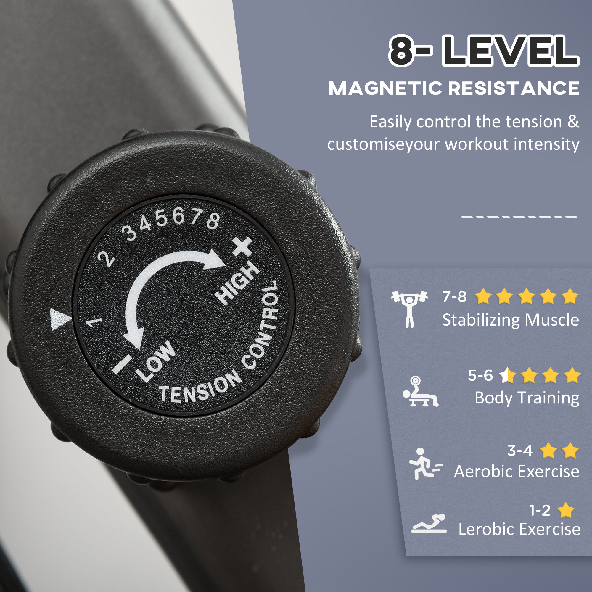 Kozy Recumbent Exercise Bike Recovery Exerciser, 8-Level Magnetic Resistance Stationary Bike with Pad Holder, LCD Monitor, for Indoor Cardio Workout, Black