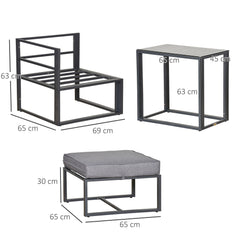 Kozy 5 Piece Garden Aluminium Conversation Sofa Set Patio Furniture Set Outdoor 2 Sofas 2 Footstools End Table with Cushions