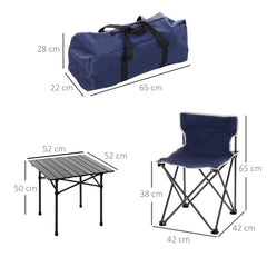 Outsunny 5 Piece Camping Table & Chairs Set with Carrying Bag Foldable Portable Lightweight Compact Aluminium Roll