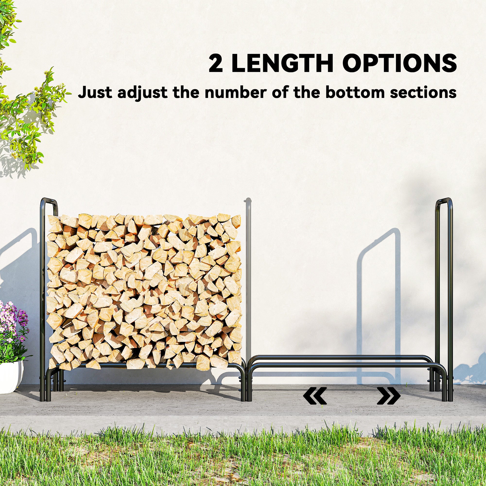 Kozy - Firewood Rack with Waterproof Cover, Heavy Duty Metal Log Store Indoors, Log Storage Holder for Outdoor Indoor Fireplace, 200 x 36 x 99 cm, Dark Green