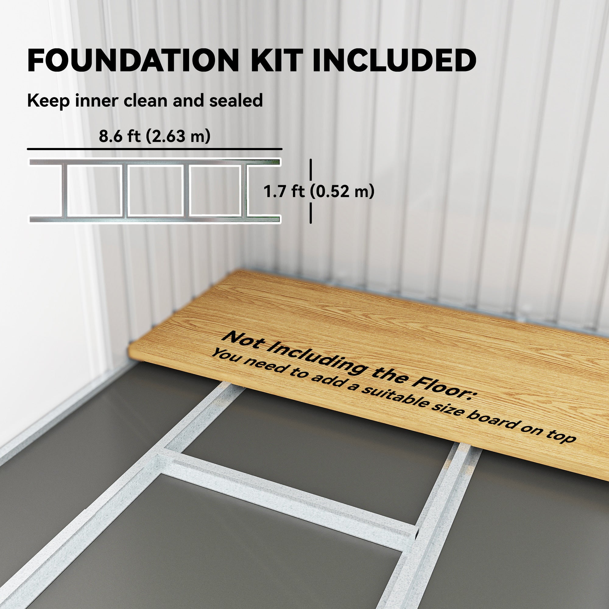 Kozy Corrugated Garden Metal Storage Shed Outdoor Equipment Tool Box with Kit Ventilation Doors 9x 4FT Light Grey