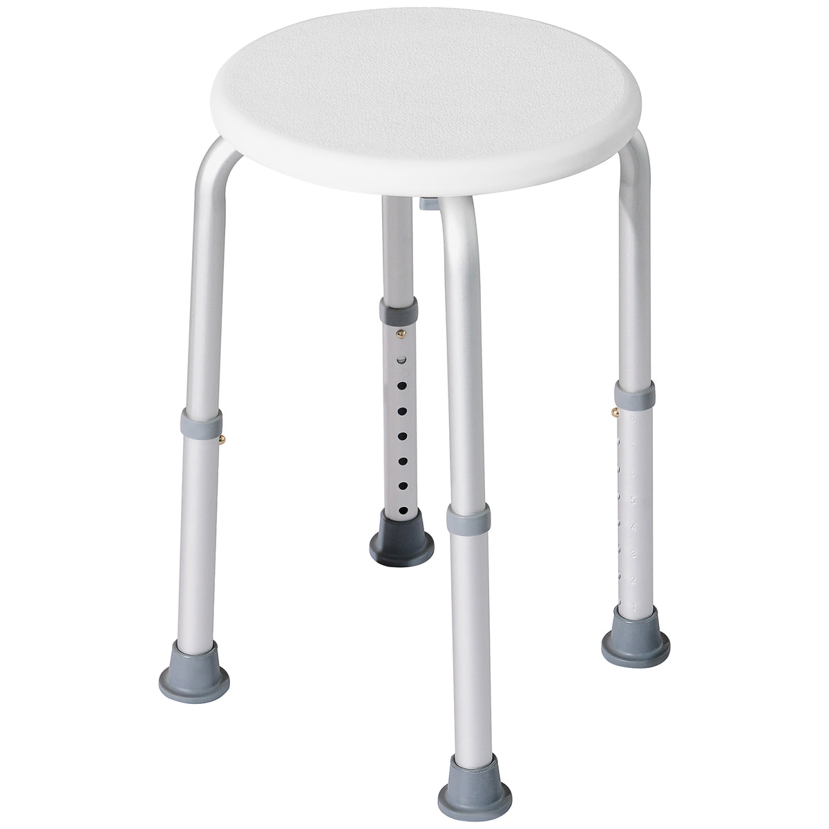 Kozy Shower Chair, Height Adjustable Aluminium Shower Stool with Non-Slip Feet for Disabled, Elderly, White