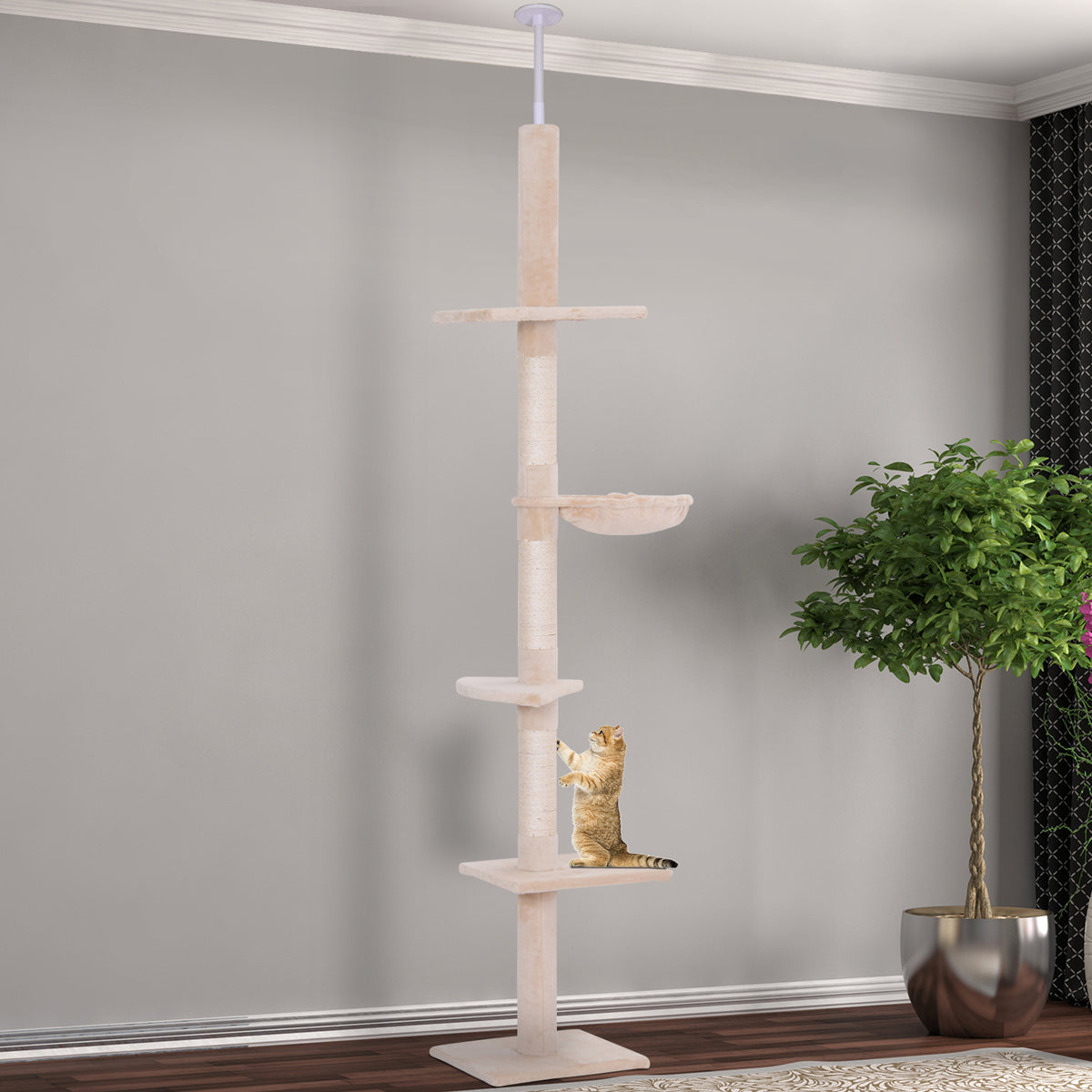 PawHut Floor to Ceiling Cat Tree 5