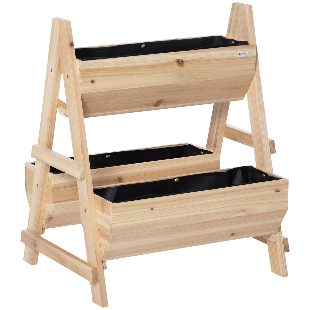 Outsunny Wood Raised Garden Bed, Outdoor Planter Box with Stand, Nonwoven Fabric for Vegetables, Herbs, Flowers, Natural | Aosom UK