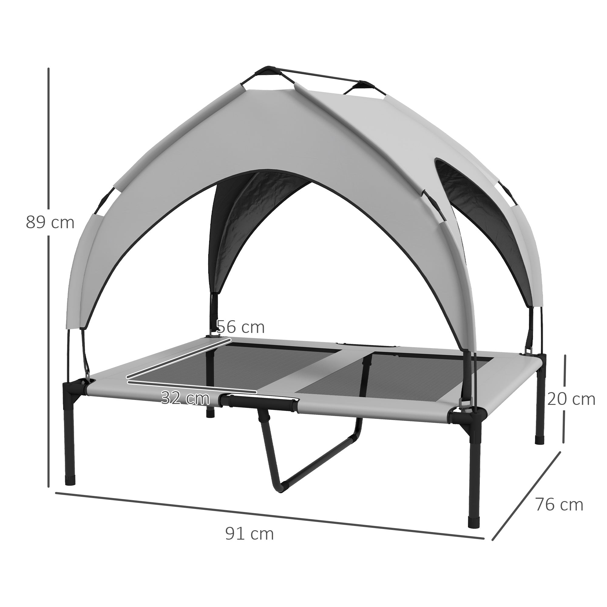 PawHut Cooling Elevated Pet Bed with Washable Breathable Mesh for Medium to Large Dogs, 91 x 76 x 89 cm, Light Grey | Aosom UK