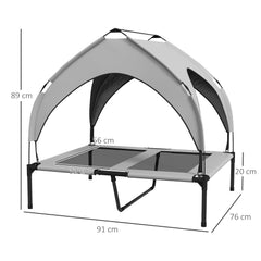 PawHut Cooling Elevated Pet Bed with Washable Breathable Mesh for Medium to Large Dogs, 91 x 76 x 89 cm, Light Grey | Aosom UK