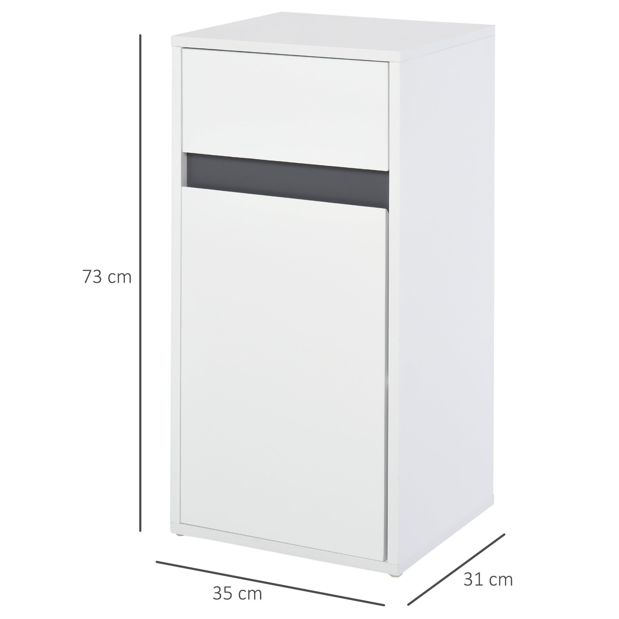 Kozy MDF Tri-Compartment Bathroom Storage Cabinet White