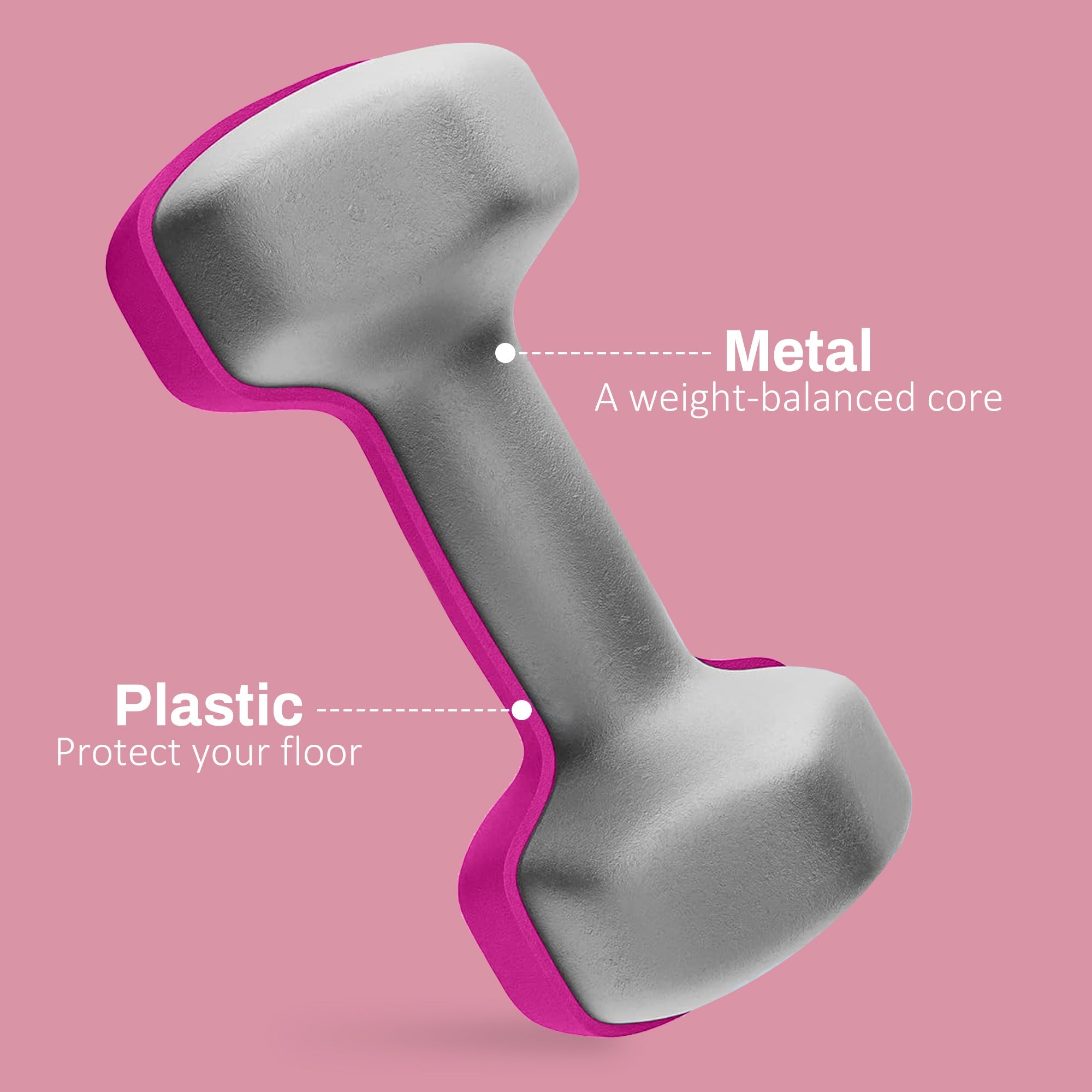 SPORTNOW 2 x 3kg Hexagonal Dumbbells Weights Set with Non-Slip Grip for Home Gym Workout, Pink | Aosom UK
