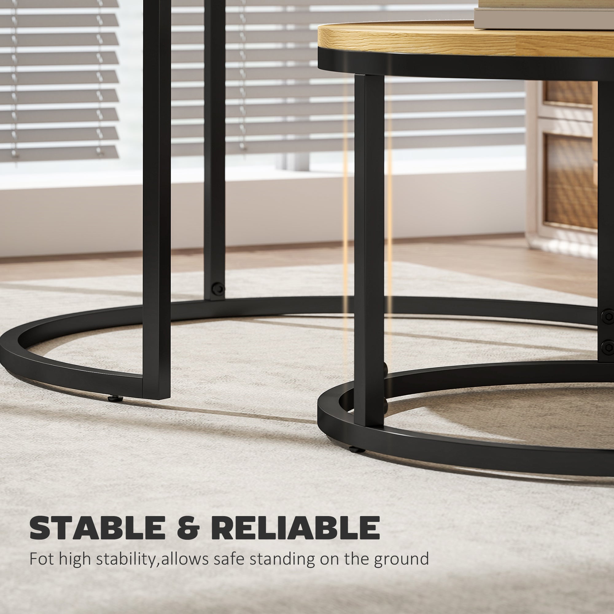 Kozy - Set of Two Wood-Effect Stacking Tables - Natural