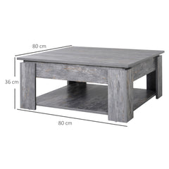 Kozy 2 Tier Wood Coffee Table Side Table Bottom Storage Shelf  Simple Modern Living Room Grey Wood Grain