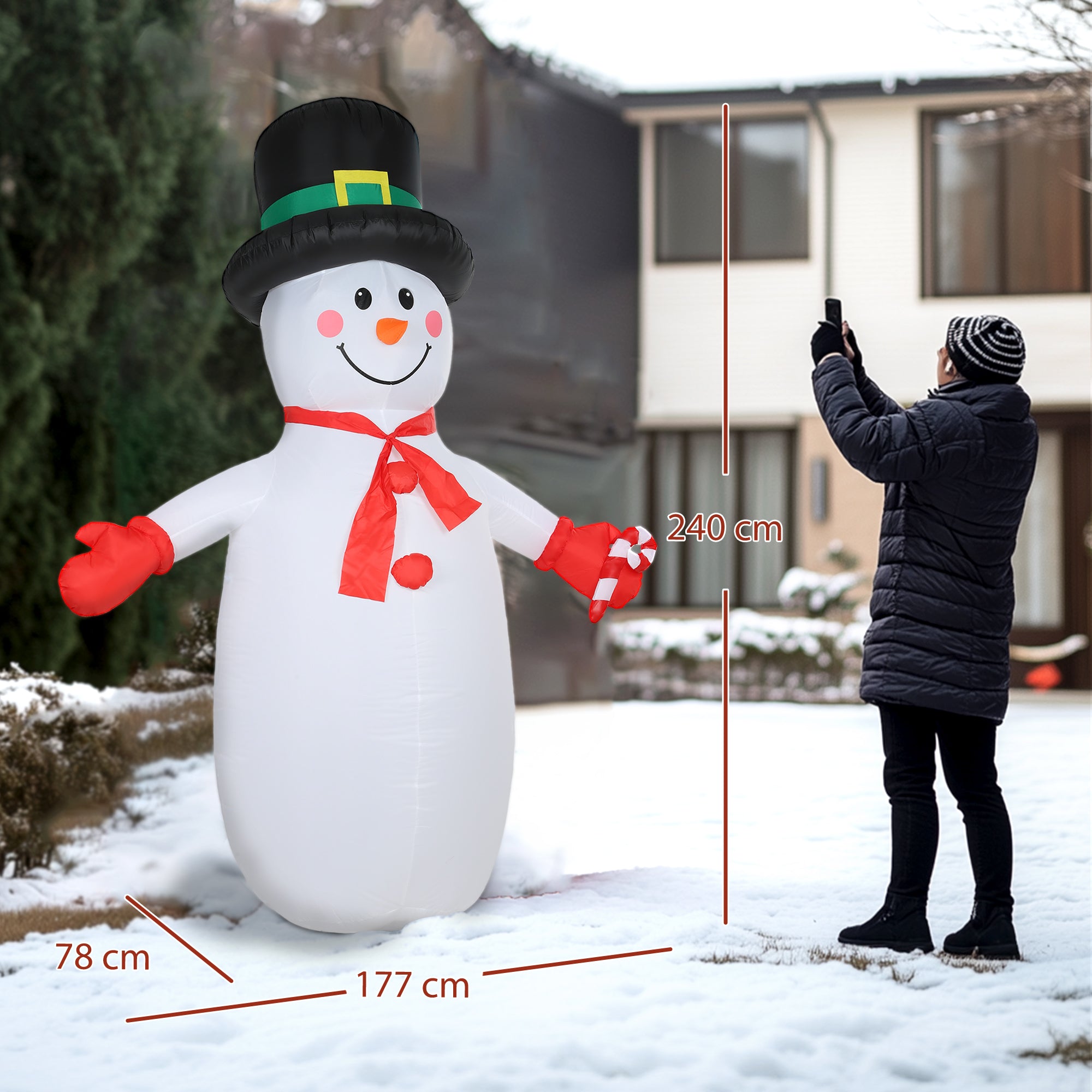 Kozy - 8FT Christmas Inflatable Outdoor Decoration with Dynamic Disco & LED Lights, Self-Inflating Christmas Blow Up Snowman for Garden, Indoor Outdoor Home Decor