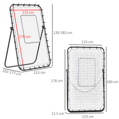 Kozy Foldable Football Rebounder Net, with Adjustable Angles - Black