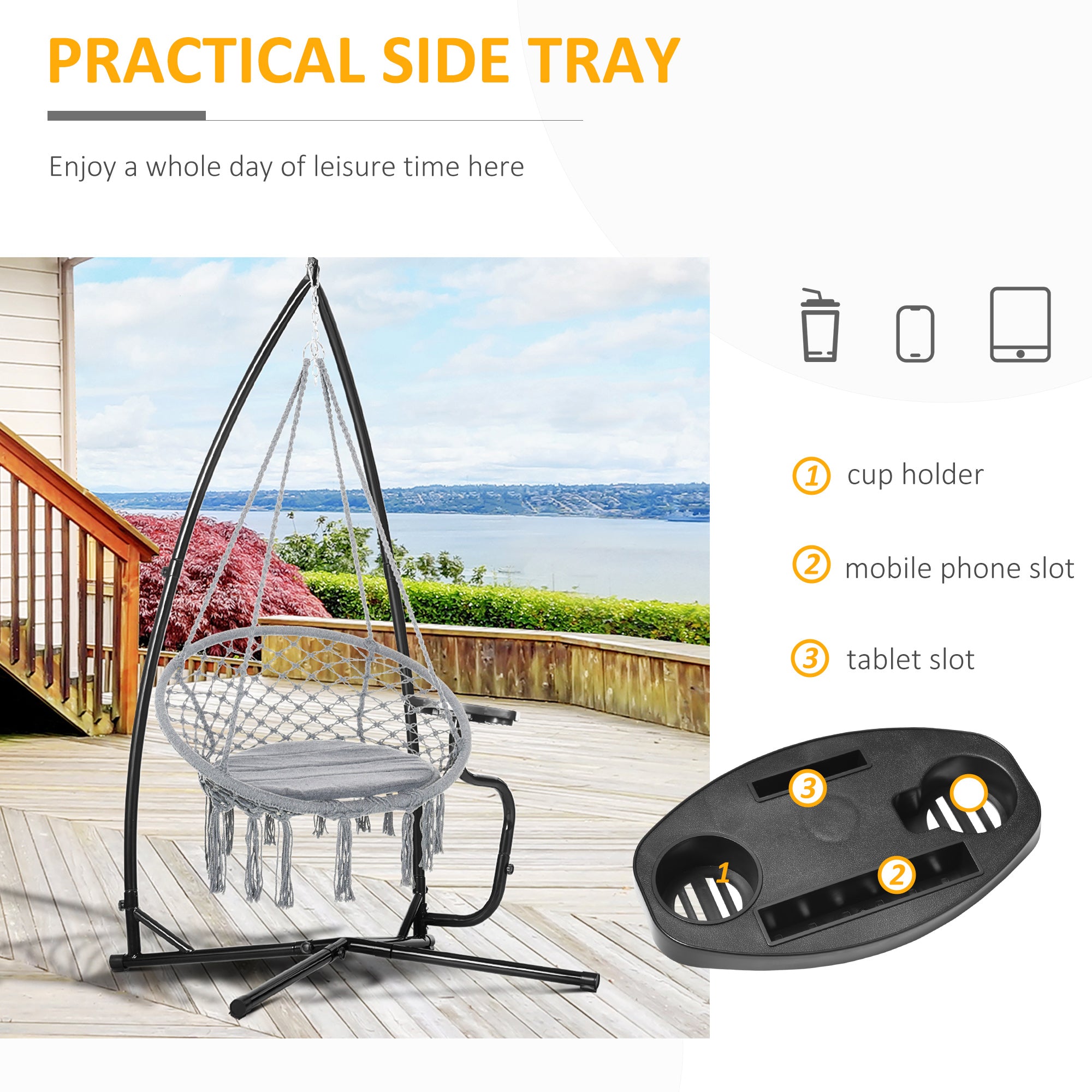 Kozy Hammock Chair Stand Only Construction Heavy Duty Metal C-Stand for Hanging Hammock Chair Porch Swing Indoor or Outdoor Use