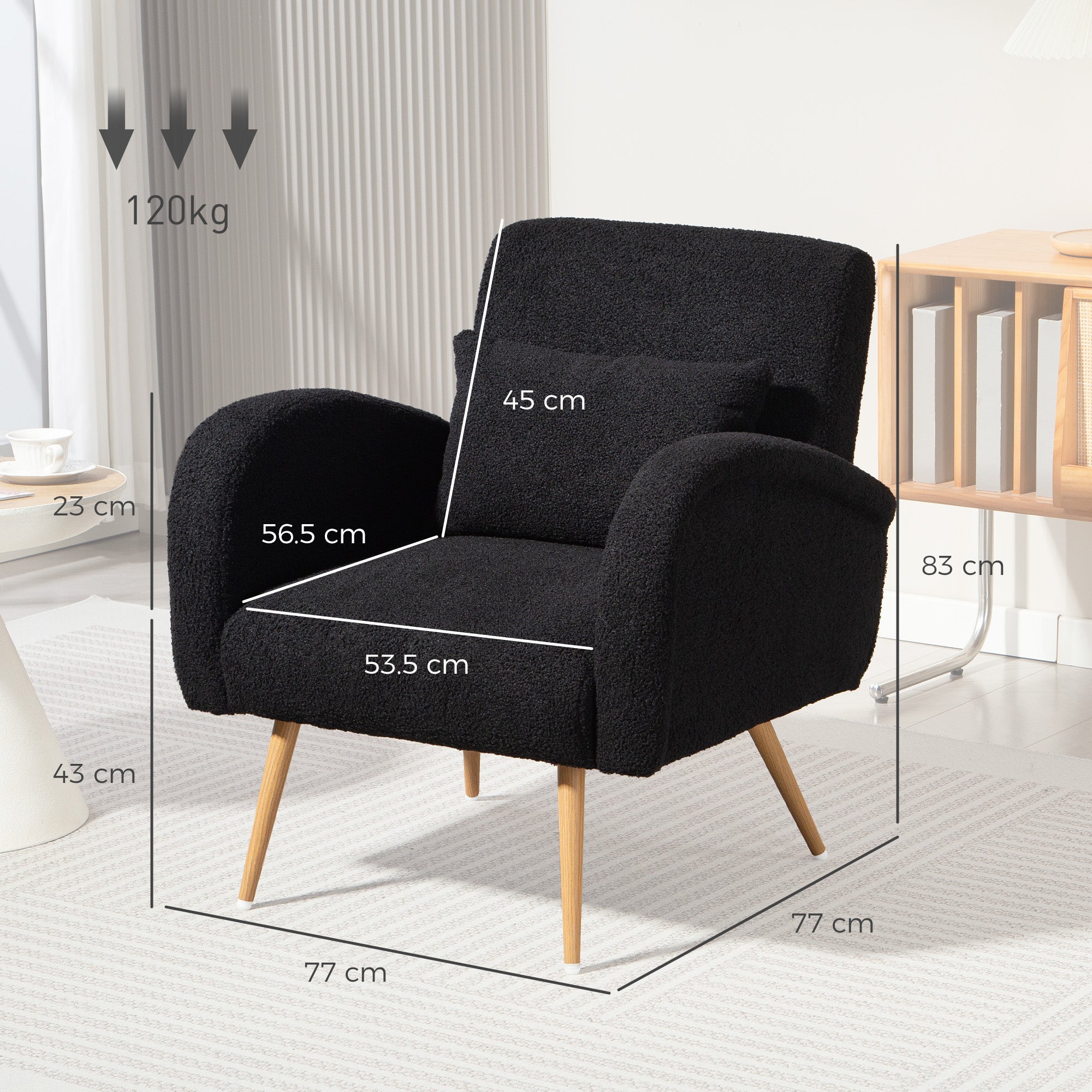 Kozy - Teddy Fleece Accent Chair - Black