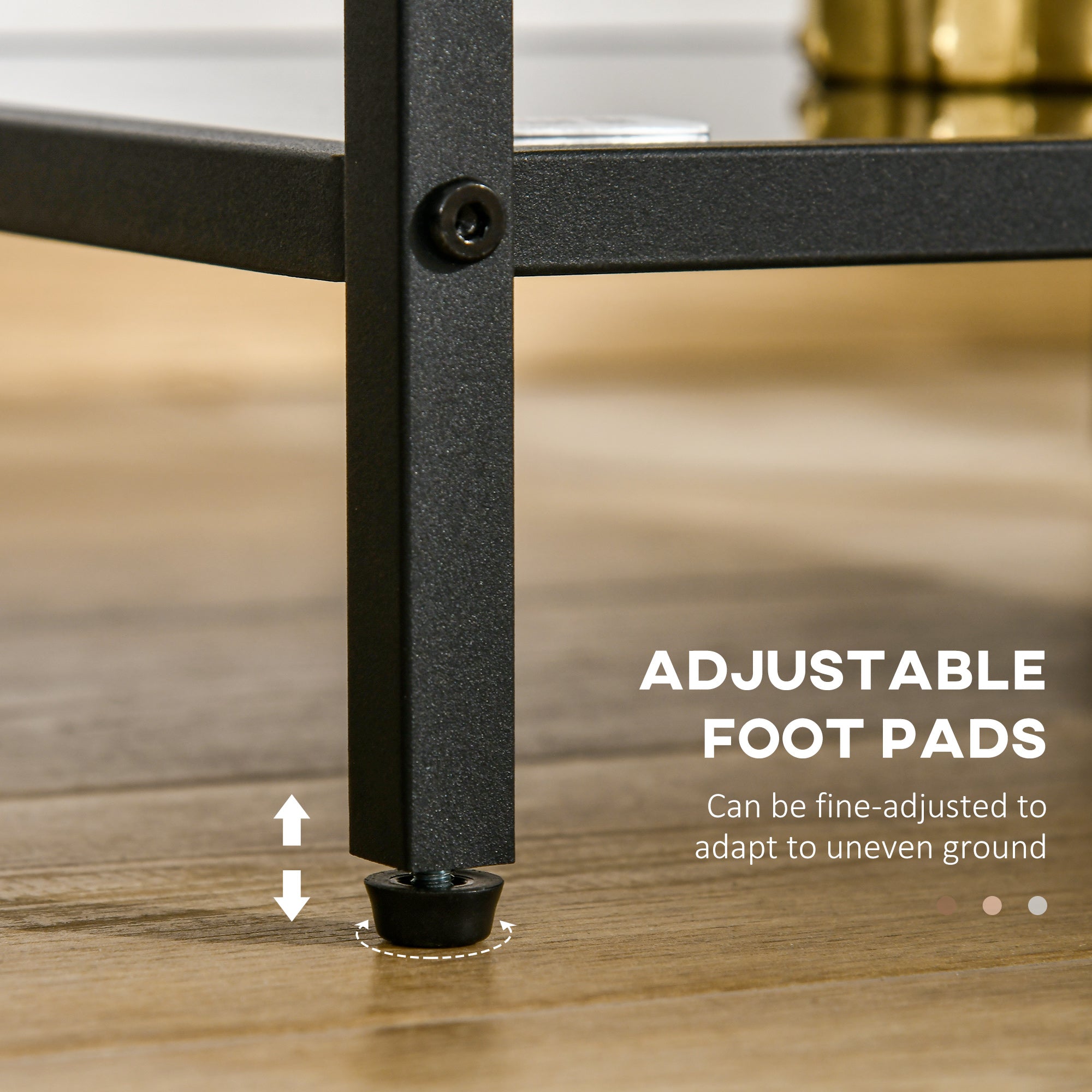 Kozy Tempered Glass Side Table with Storage, Modern 2-Tier Bedside Table with Steel Frame, Black