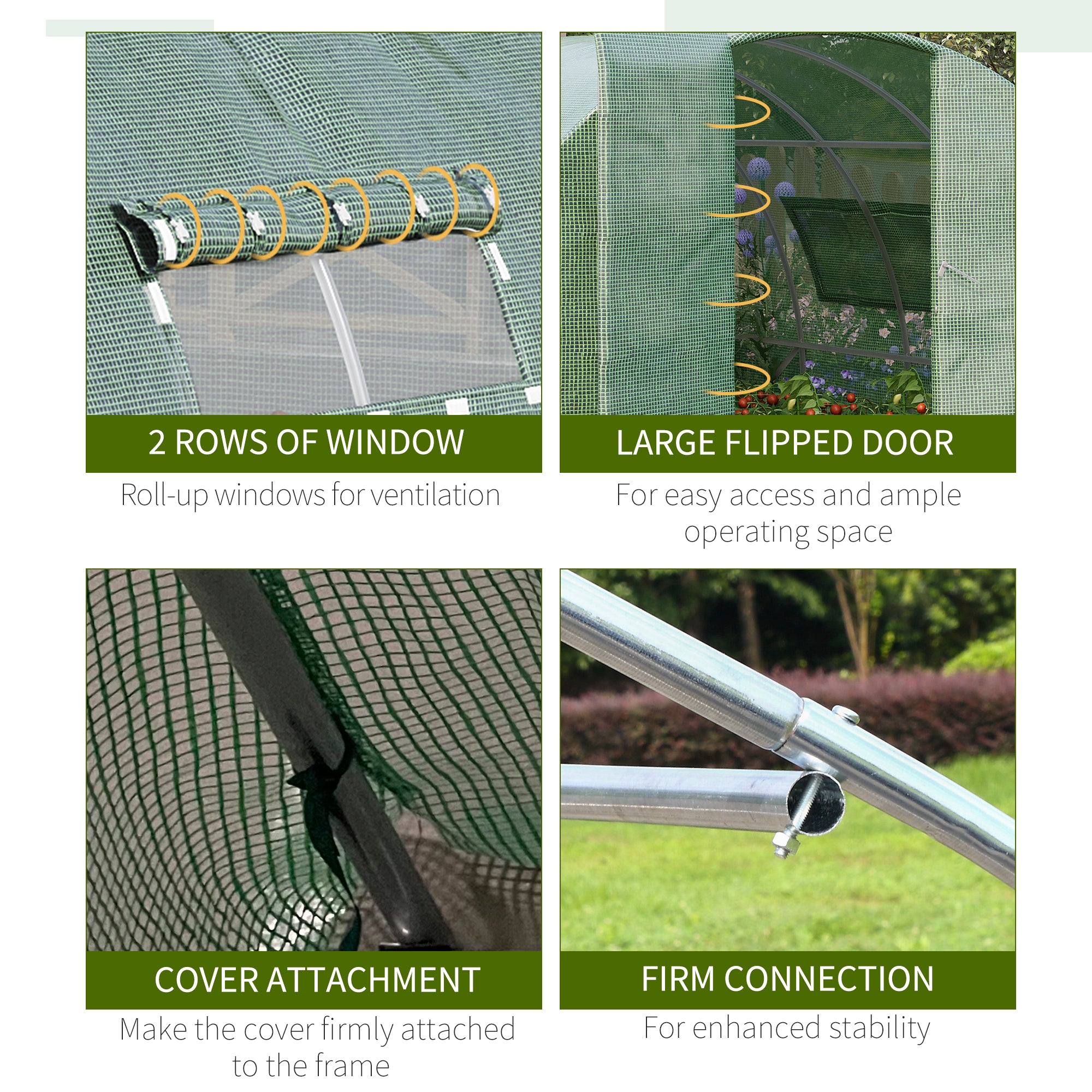 Kozy Reinforced Walk in Polytunnel Greenhouse, 4x3x2 m