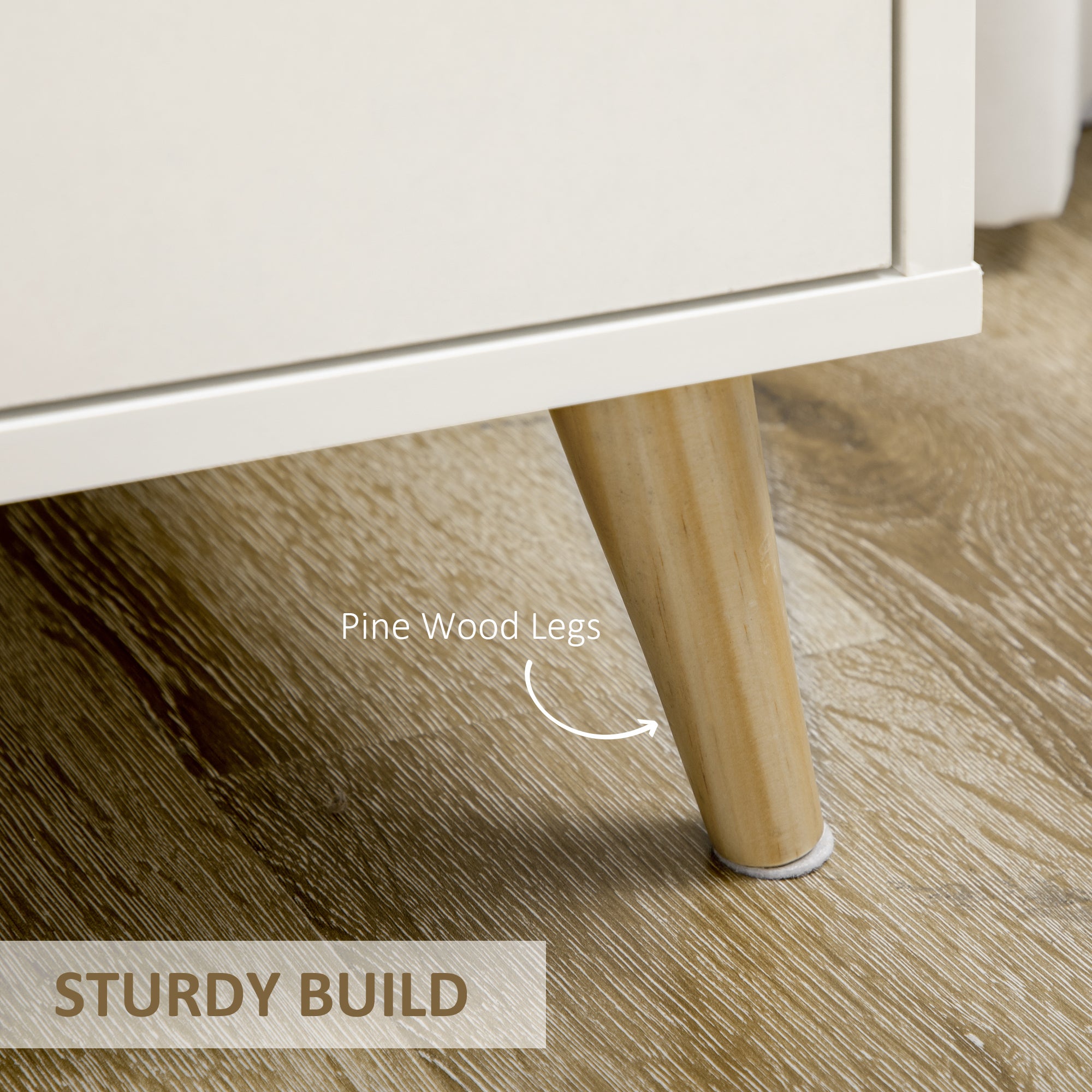 Kozy Modern Sideboard Storage Cabinet, Free Standing Accent Cupboard with Drawer, 2 Doors for Bedroom, Living Room, Hallway, White