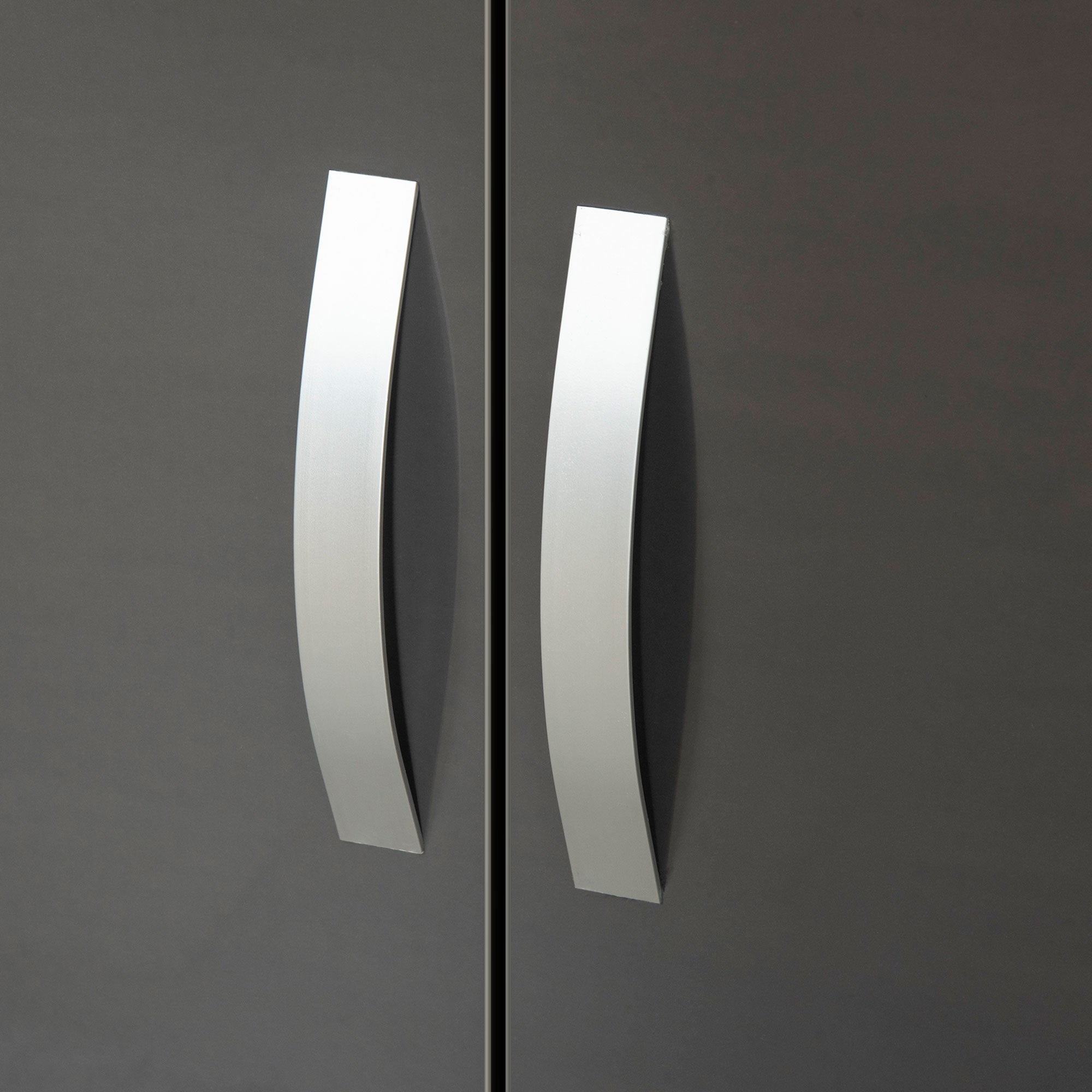 Kozy High Gloss Wardrobe, 2 Door Wardrobe with Hanging Rod and Storage Shelf, Clothes Storage Organizer with Anti-tipping Design for Bedroom, Grey