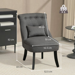 Kozy - Fabric Single Sofa Dining Chair Tub Chair Upholstered W/ Pillow Solid Wood Leg Home Living Room Furniture Charcoal Grey