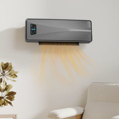 Kozy 2000W Ceramic Electric Heater with Fan, Adjustable Thermostat, Wall Mounted - Grey