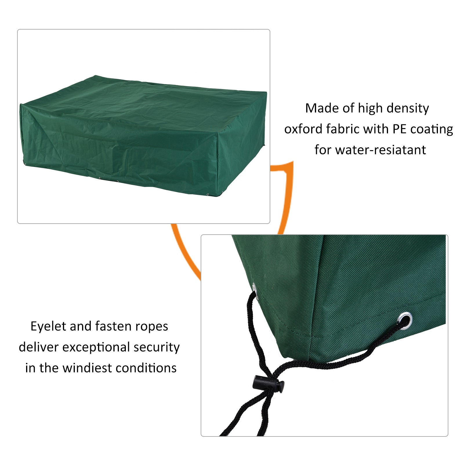 Outsunny Rattan Furniture Cover, UV and Rain Protective Outdoor Garden Rectangular Waterproof Shelter, 222x155x67cm, Green