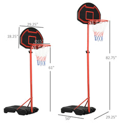 HOMCOM Adjustable Basketball Hoop Stand, Sturdy Steel Frame, Suitable for Indoor and Outdoor Play, Black and Red, Fun for All Ages