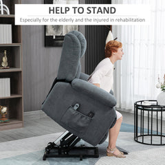 HOMCOM Oversized Riser and Recliner Chairs for the Elderly, Heavy Duty Fabric Upholstered Lift Chair w/ Remote Control, Side Pocket | Aosom UK