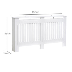 HOMCOM Slatted Radiator Cover Painted Cabinet MDF Lined Grill in White (152L x 19W x 81H cm)