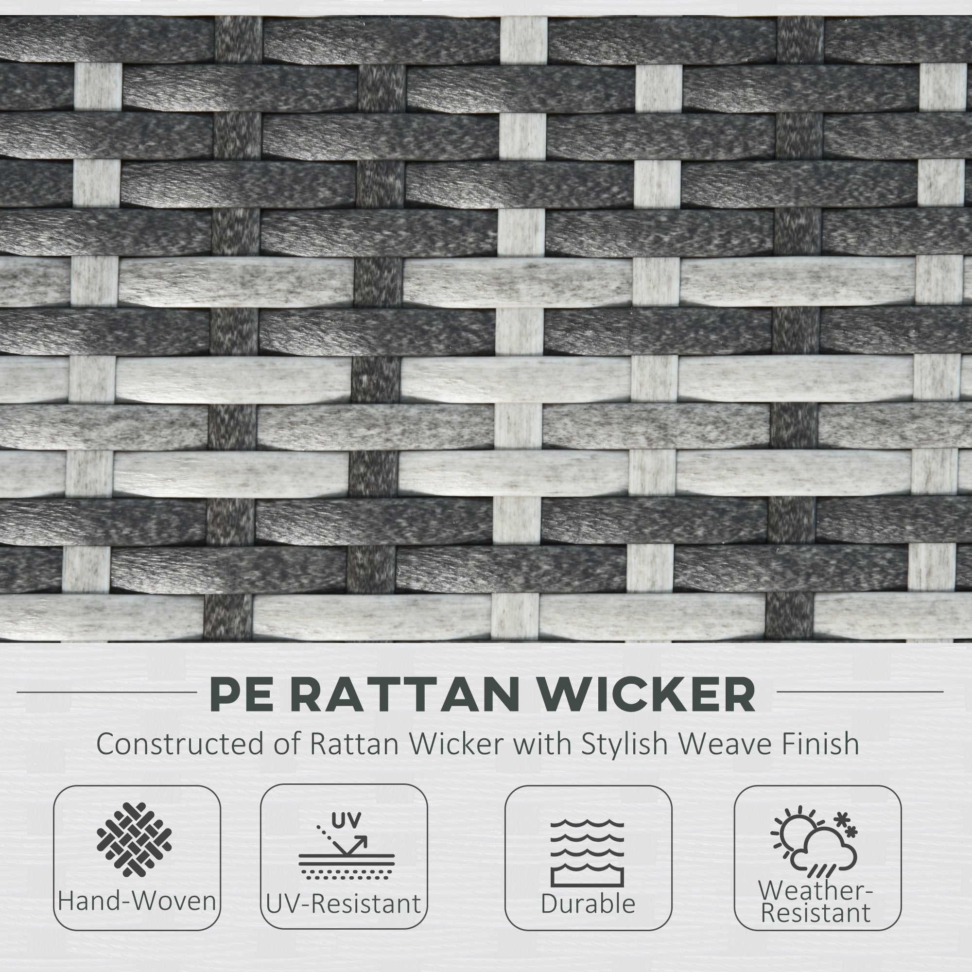 Kozy 6 PC Rattan Sofa Coffee Table Set Sectional Wicker Weave Furniture for Garden Outdoor Conservatory w/ Pillow Cushion Grey