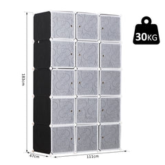 HOMCOM Cube DIY Wardrobe Portable Interlocking Plastic Modular Closet Bedroom Clothes Organiser Storage Cabinet