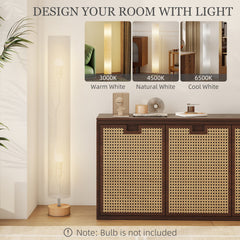 Kozy - LED Floor Lamp for Living Room, 120cm Modern Standing Lamp with 3000K/4500K/6500K Colour Temperatures, Linen Shade and Wooden Base, Grey