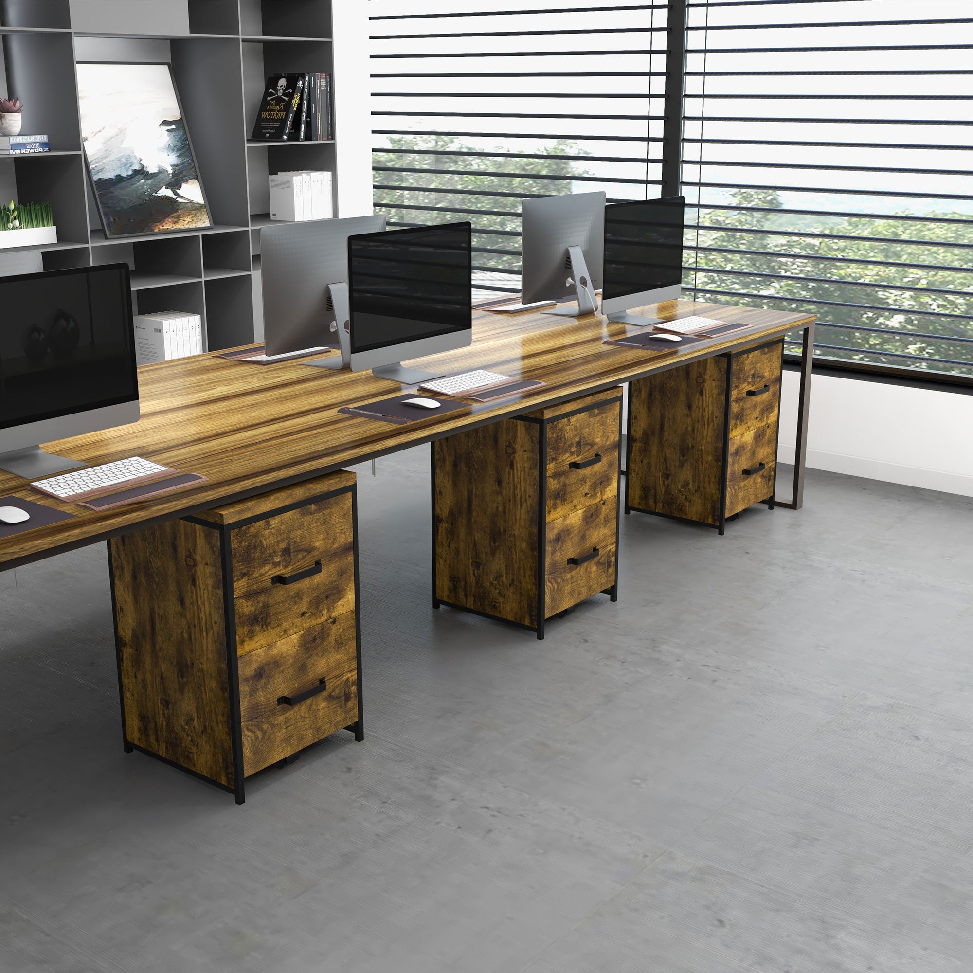 Kozy 2-Drawer file Cabinet, Industrial filing cabinets for Home, Hanging File Folders, Vertical Home Office Organizer for A4 Size, Rustic Brown