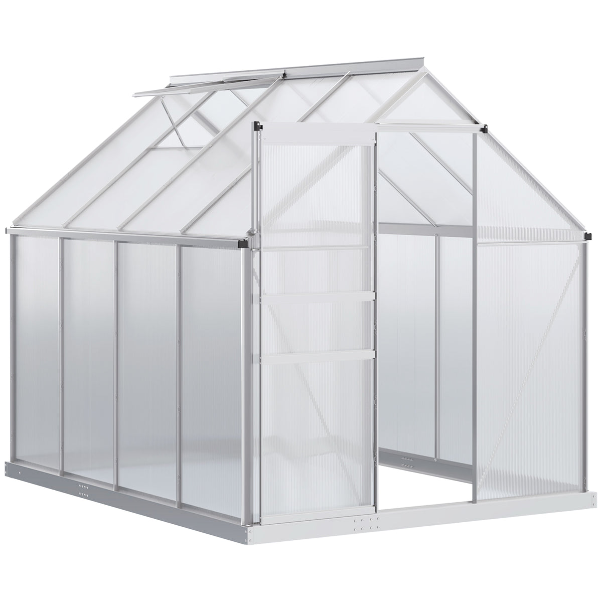 Kozy 190 x 253 cm Walk-In Polycarbonate Greenhouse - Silver-Tone