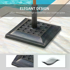 Outsunny Garden Parasol Base: Heavy-Duty 44cm Square Bronze Resin, Weatherproof, Elegant Design | Aosom UK