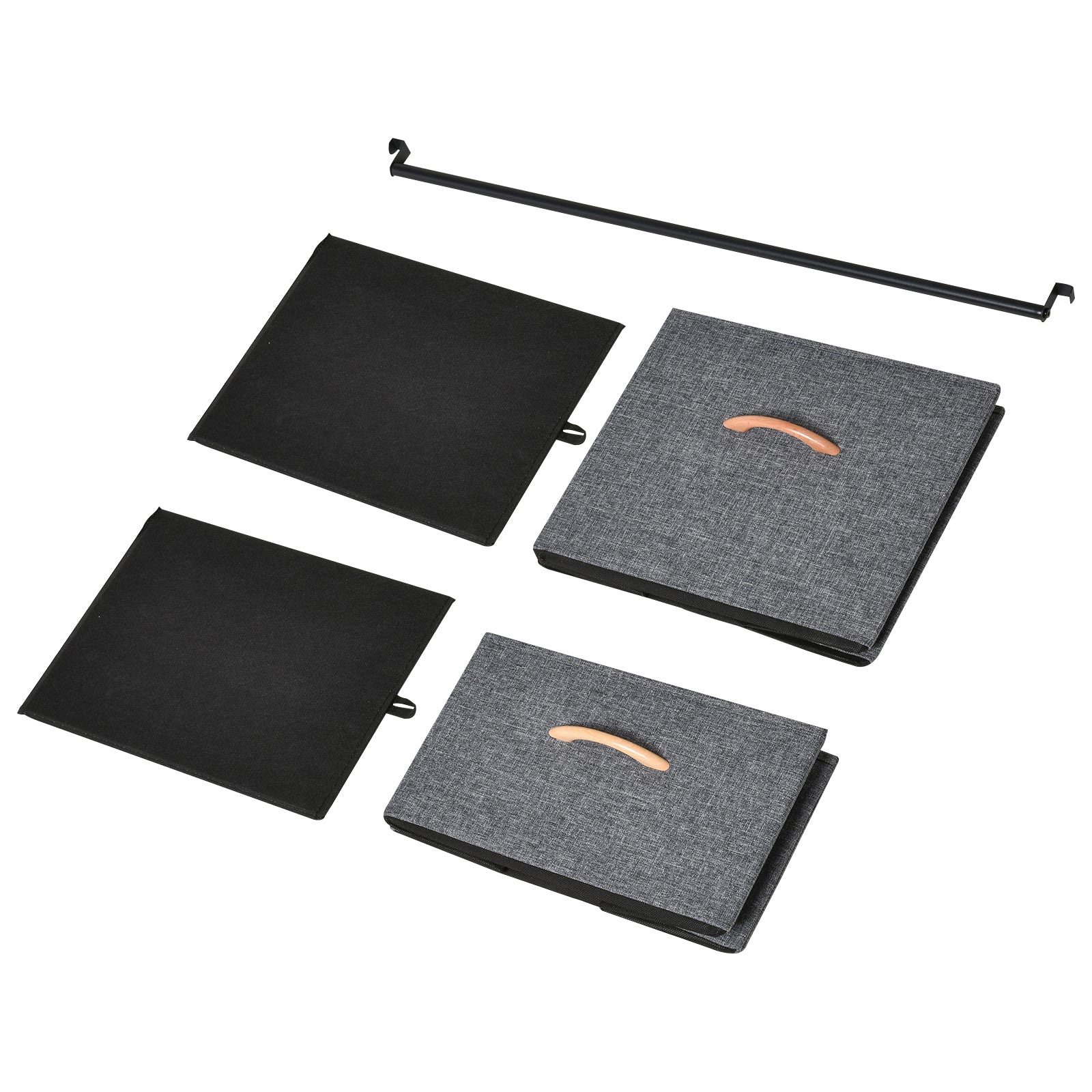 Kozy Chest of Drawers with Coat rack Steel Frame 5 Drawers  Bedroom Hallway Home Furniture Black Brown