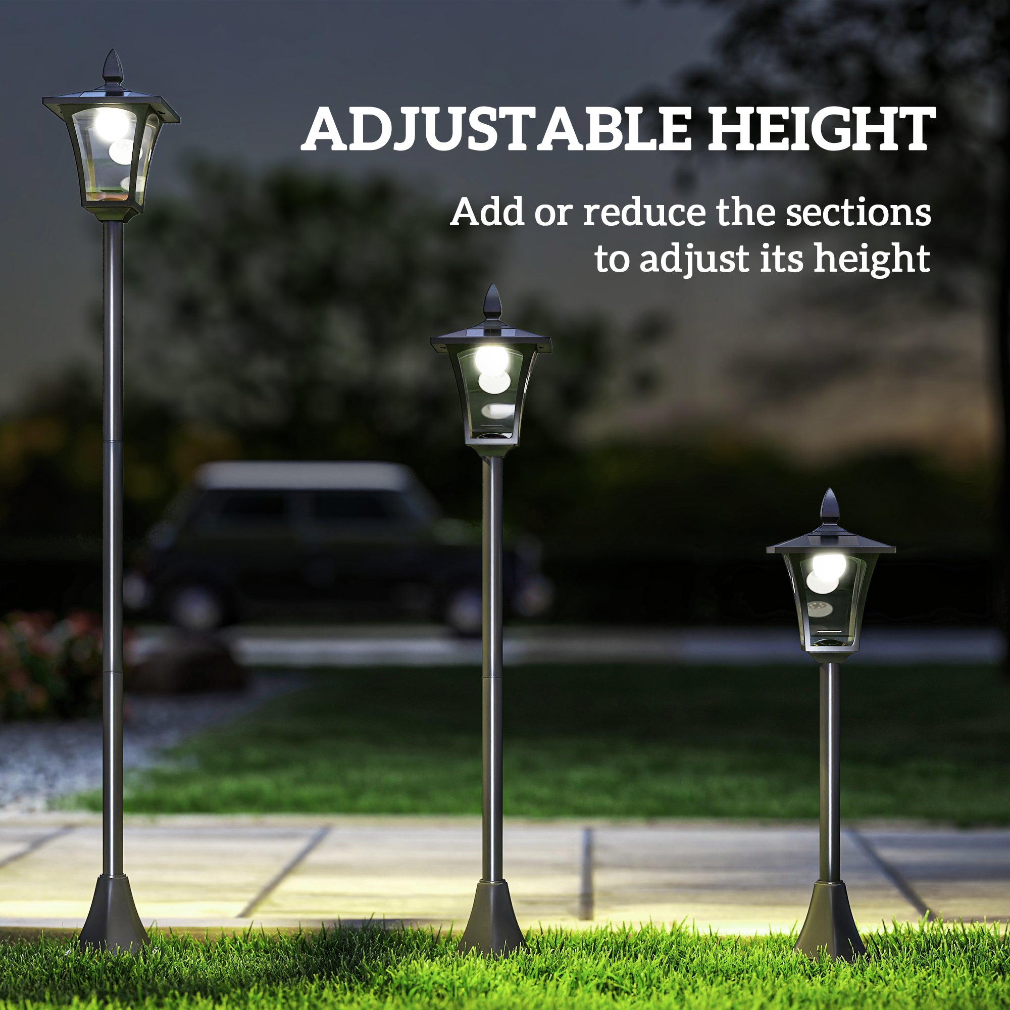 Kozy Outdoor Garden Solar Post Lamp Sensor Dimmable LED Lantern Bollard Pathway 1.6M Tall – Black