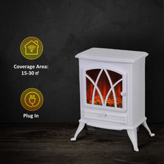Kozy - 1kW-2kW Vintage Electric Fireplace Heater - White