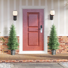 Kozy - 135cm Artificial Cypress Trees Set of 2, UV Resistant Artificial Plants with Decorative Pot, Fake Plants for Indoor Outdoor Decor, Green